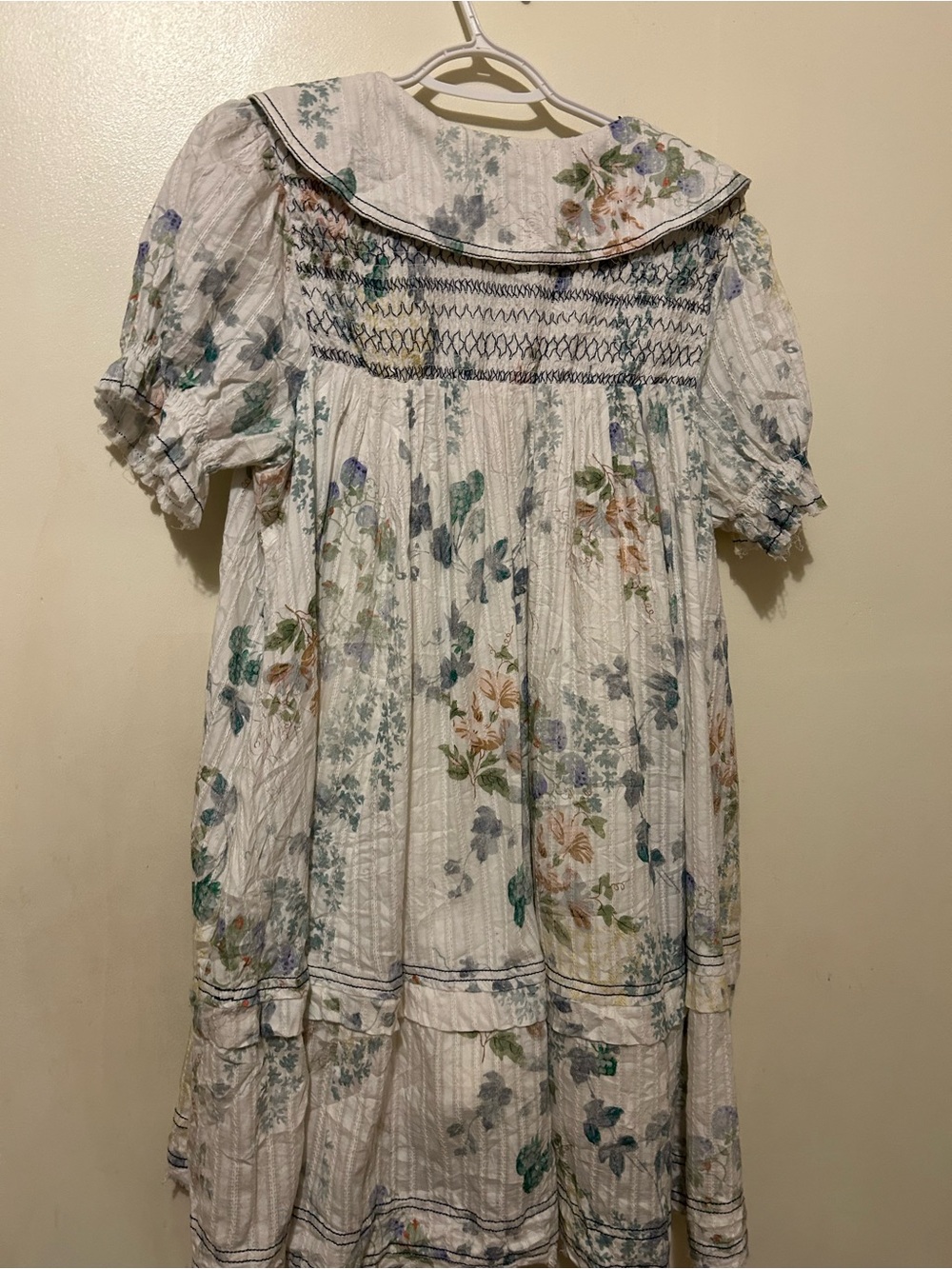 NWOT Anthropologie Pilcro White Floral Babydoll Mini Dress Peter Collar Sz M - Picture 6 of 11